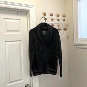 Roots - Classic Wool Blend Shawl Cardigan Sweater - Black / Grey - Small